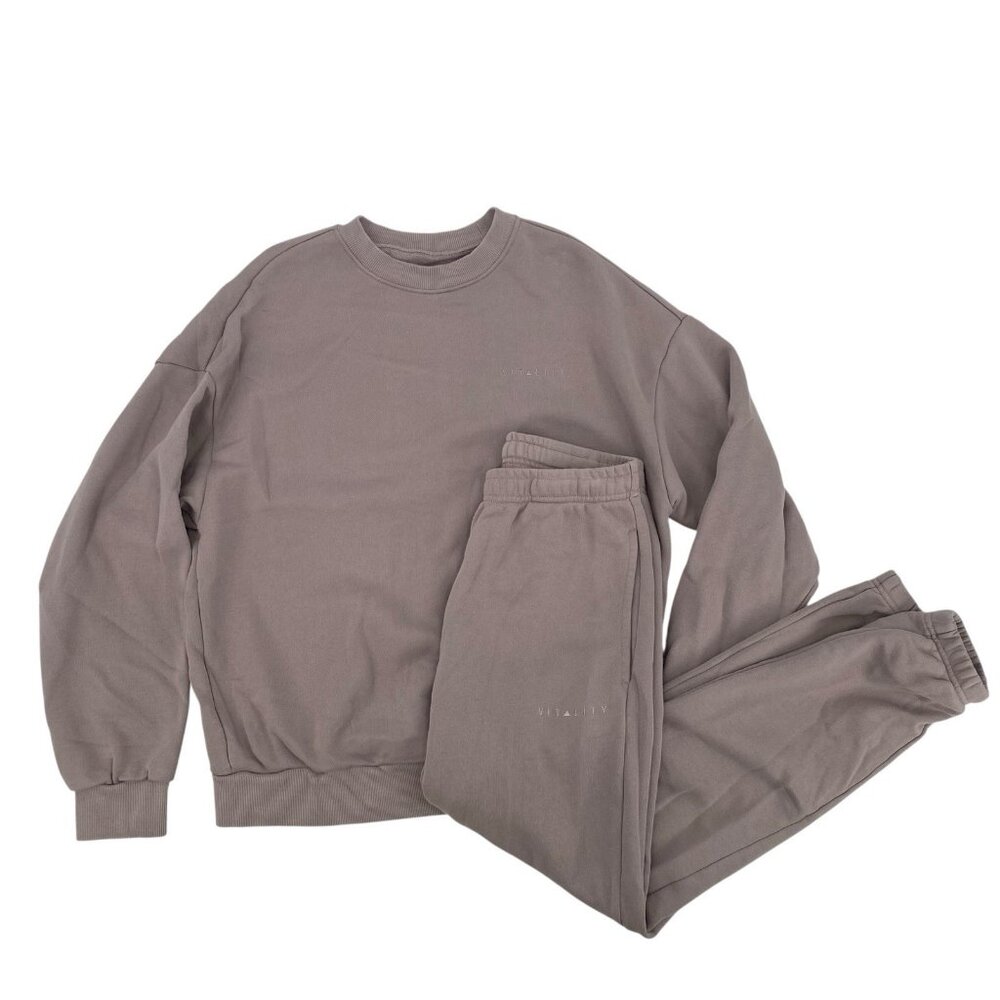 Vitality Balance Athletica Mens Size M Light Brown Crewneck Sweatshirt & Joggers